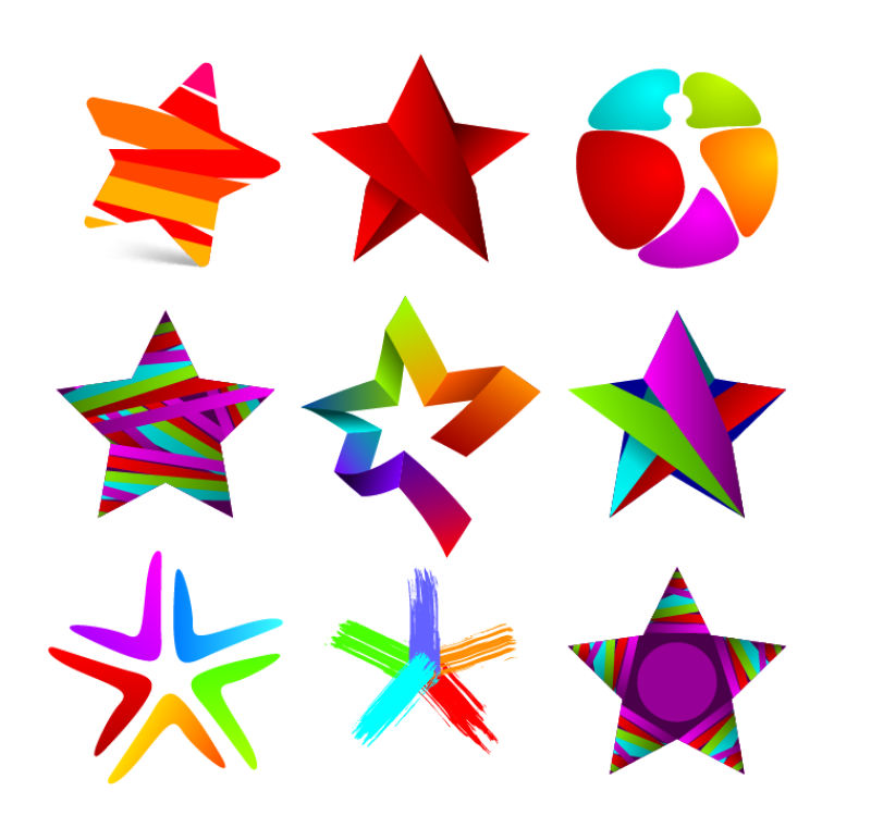 创意矢量五彩星星标志设计
