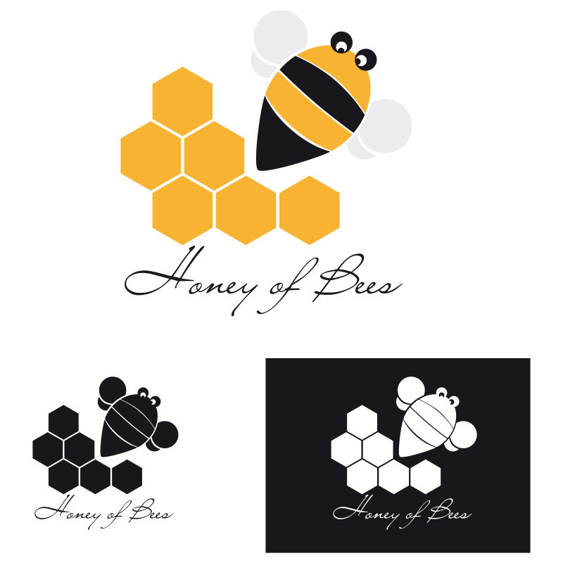 创意矢量蜜蜂元素的标志设计