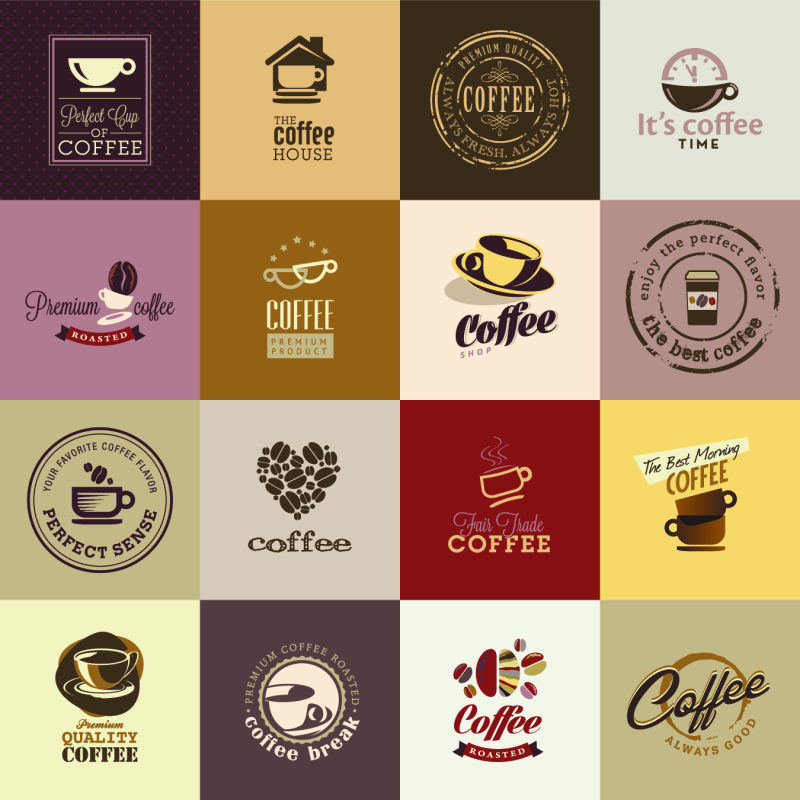 矢量一套咖啡logo与图标