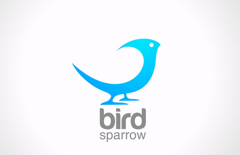 矢量蓝色抽象小鸟logo与图标