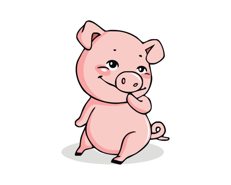 可爱的小猪矢量插图