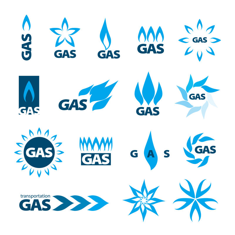 抽象矢量蓝色天然气标志设计