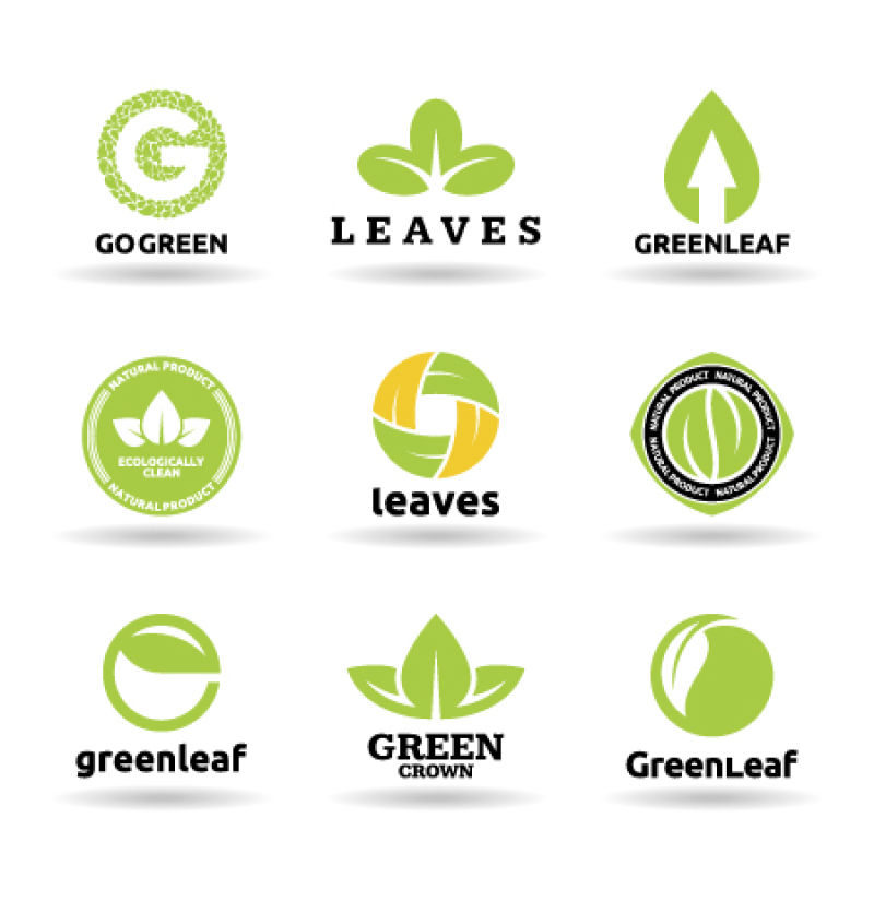 创意矢量绿叶元素标志设计