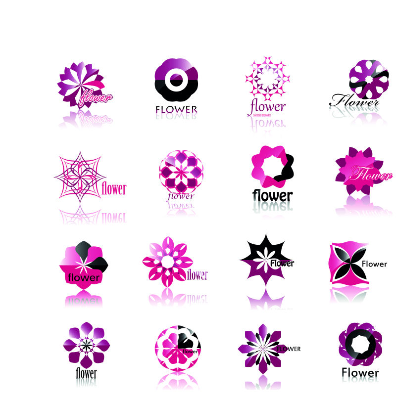 创意矢量紫色几何花朵标志设计