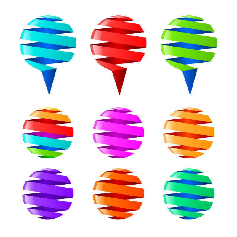 抽象的彩色丝带标志矢量设计