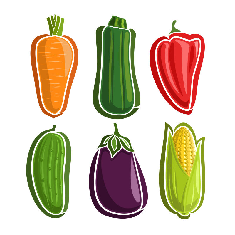 创意矢量蔬菜的平面图标