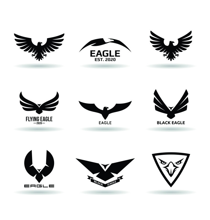 创意矢量黑色飞鸟元素标志设计