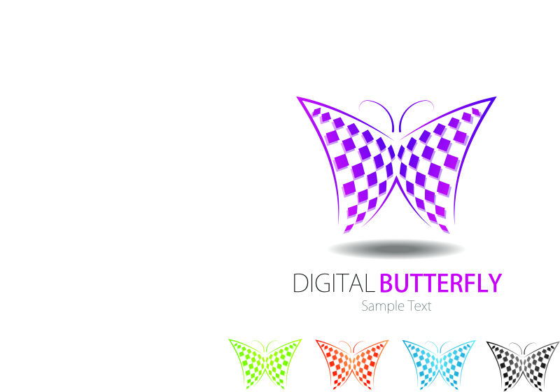 创意矢量抽象蝴蝶标志设计