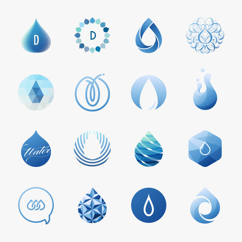 创意矢量抽象水滴的图标设计
