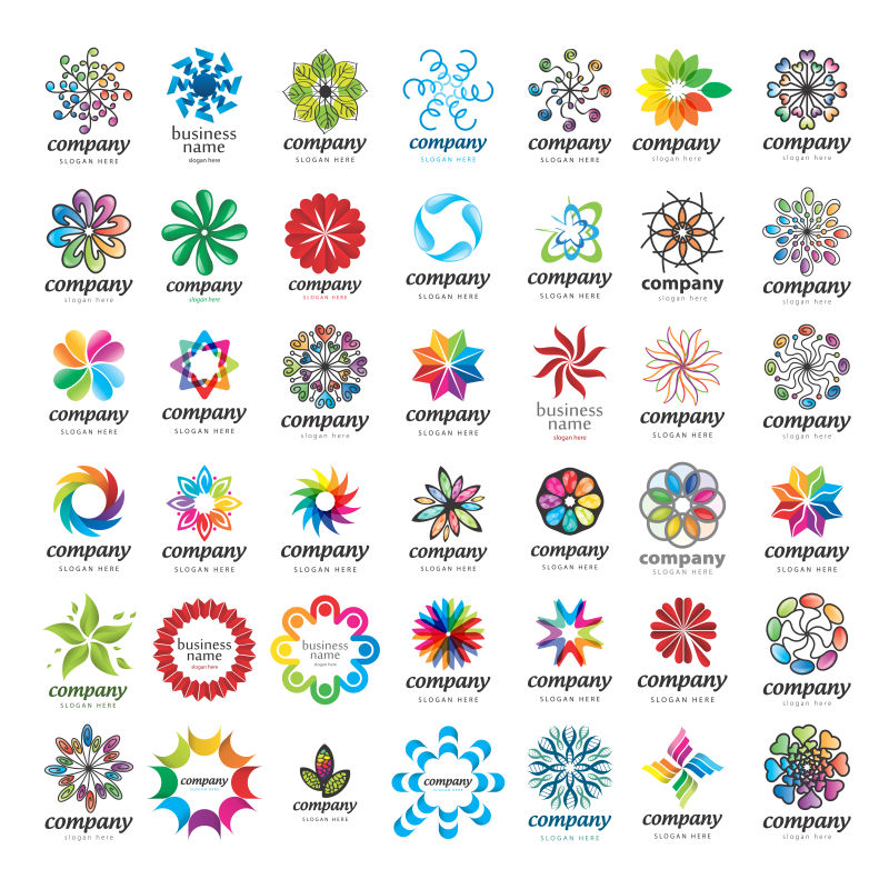 创意矢量彩色花瓣元素的标志设计
