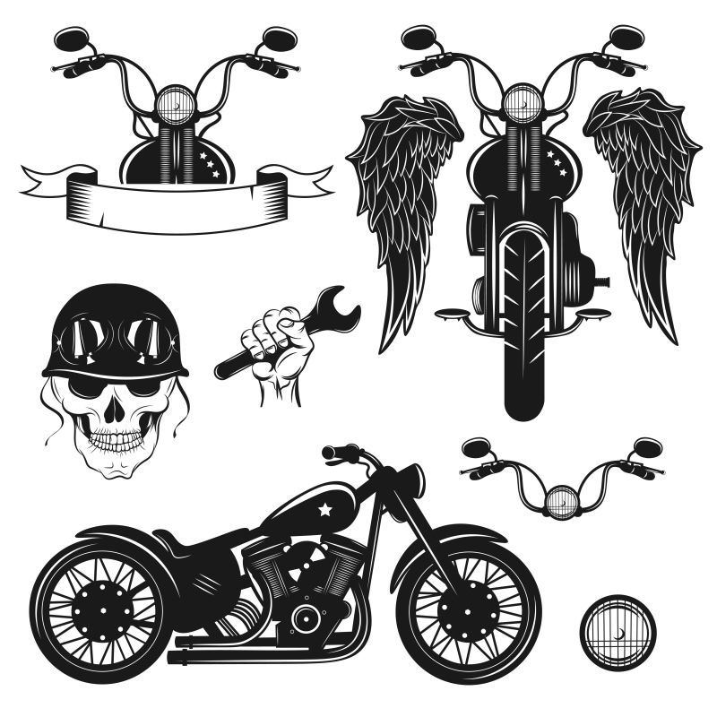创意矢量现代摩托车徽章