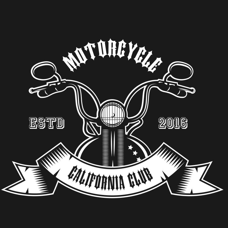 创意矢量现代摩托车元素徽章设计