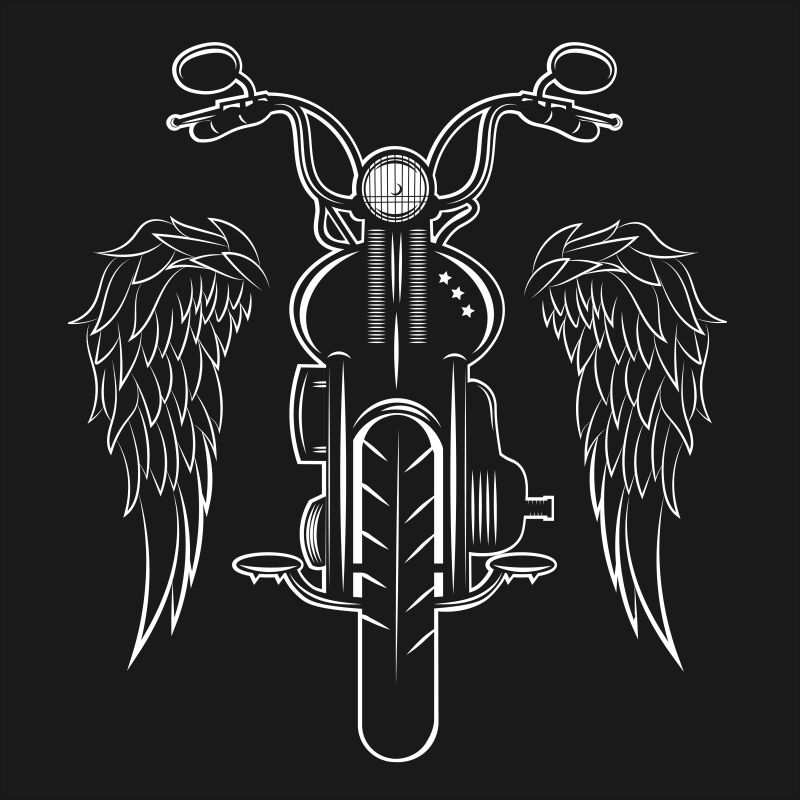 创意矢量线条风格的摩托车徽章设计