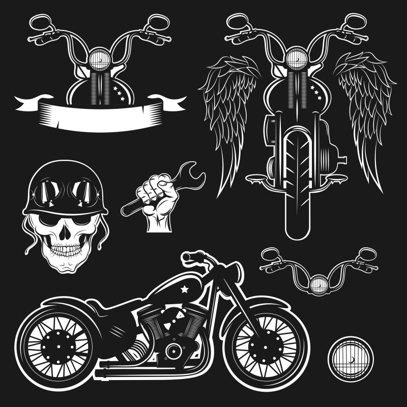 创意矢量现代摩托车徽章设计