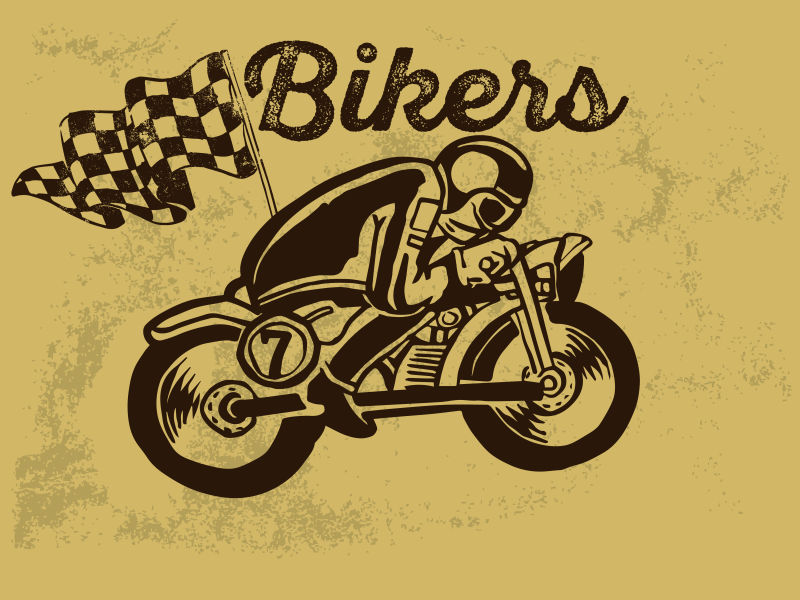 创意矢量摩托车徽章设计插图