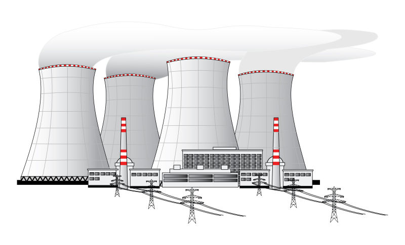 矢量现代发电厂插图
