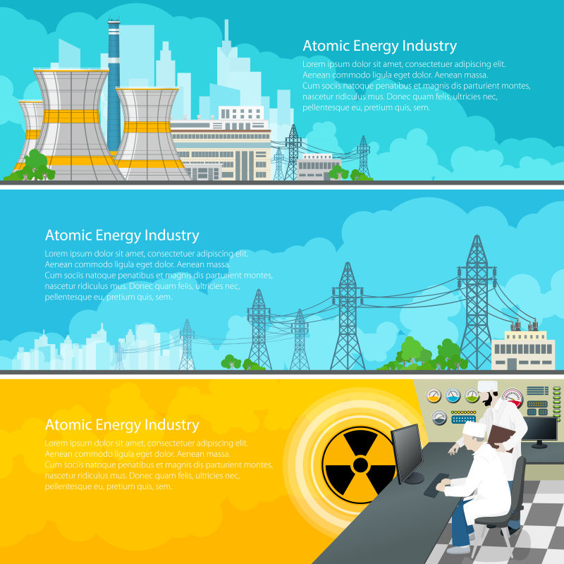 抽象矢量核电站元素的横幅设计