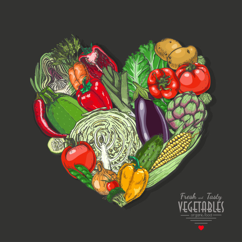 抽象矢量现代蔬菜元素的平面海报
