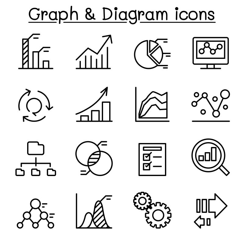 抽象矢量现代细线风格的信息图表元素图标设计