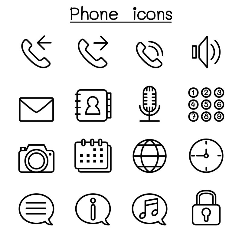 抽象矢量细线风格的电话图标设计