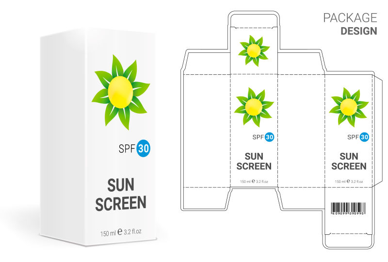 创意矢量现代太阳元素的包装盒设计