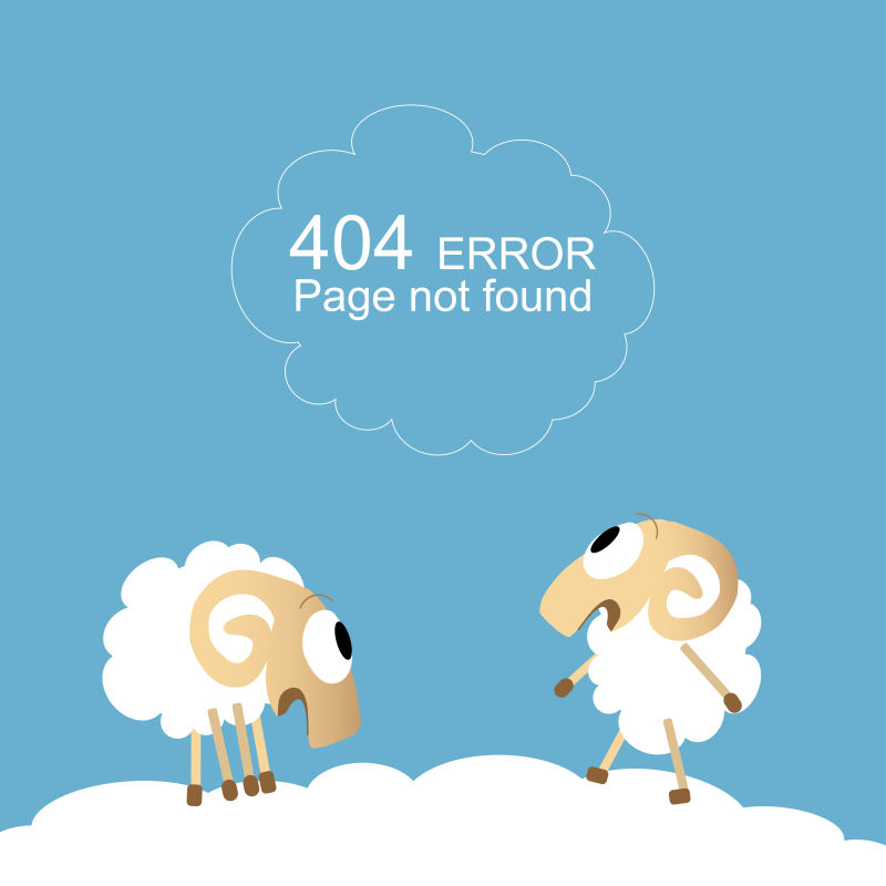 绵羊图案的404错误页面矢量设计
