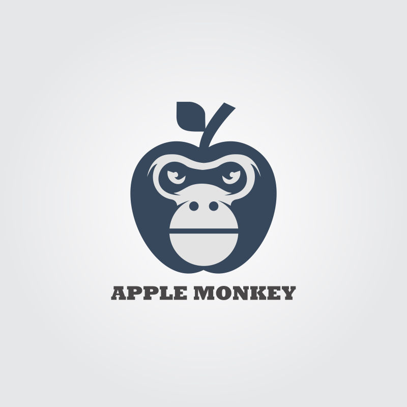 矢量苹果上的猴头设计