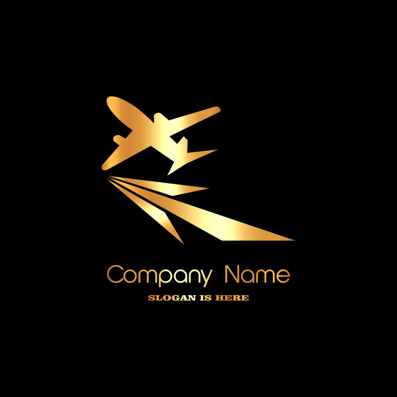 创意矢量金色航空公司标志设计
