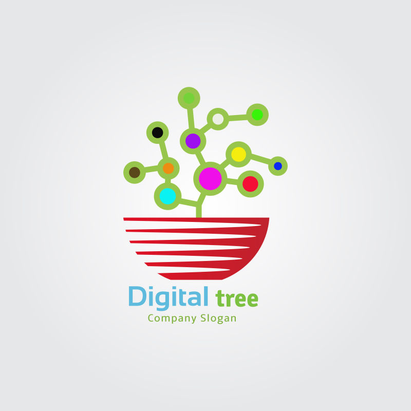 创意矢量数据树元素标志设计