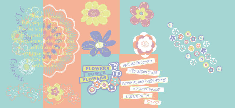 抽象矢量花卉元素的印刷设计背景