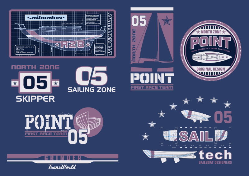 创意矢量紫色商业航海主题的印刷标志设计