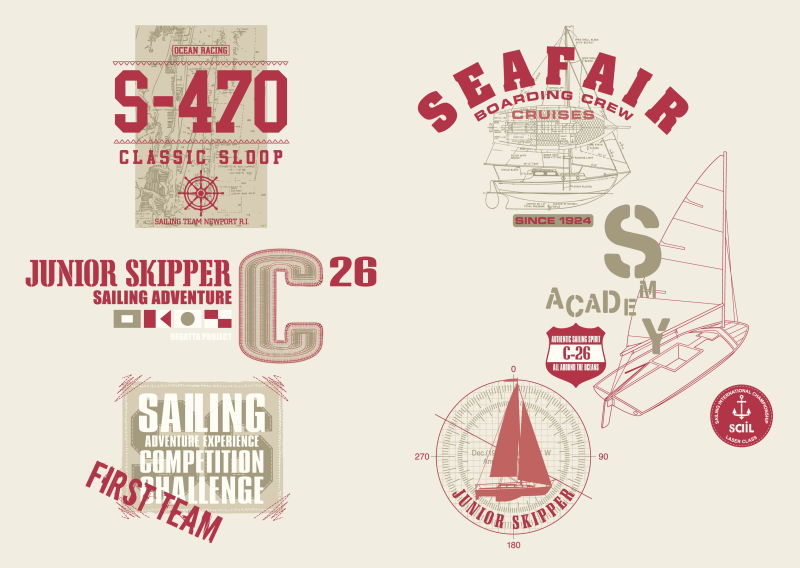 创意矢量航海主题的印刷标签设计