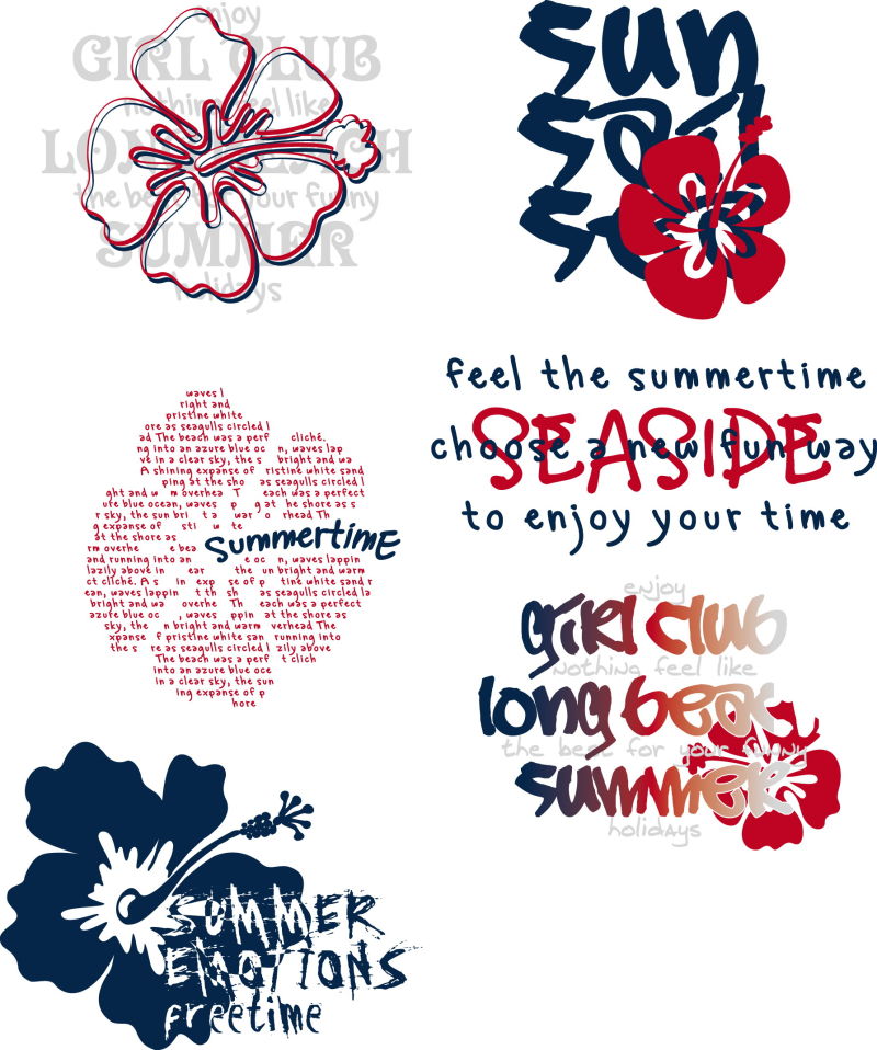 抽象矢量花卉元素的印刷标志设计