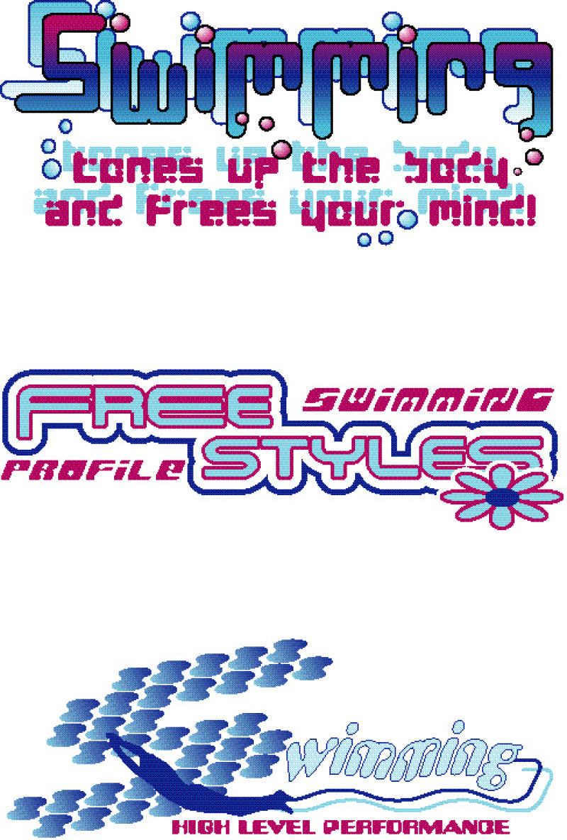 矢量游泳主题的经典艺术印刷标志设计