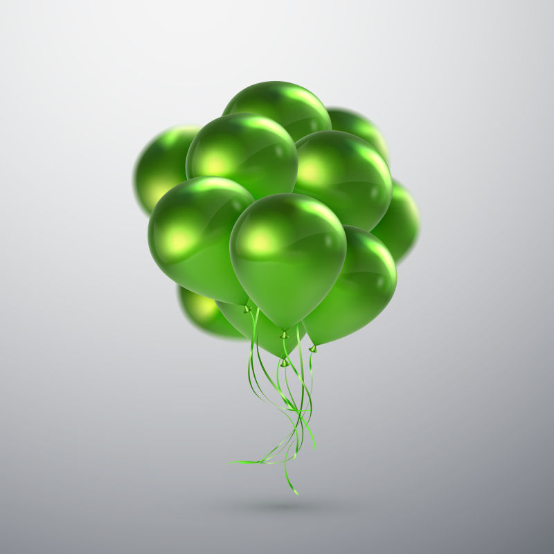 矢量漂浮的绿色气球