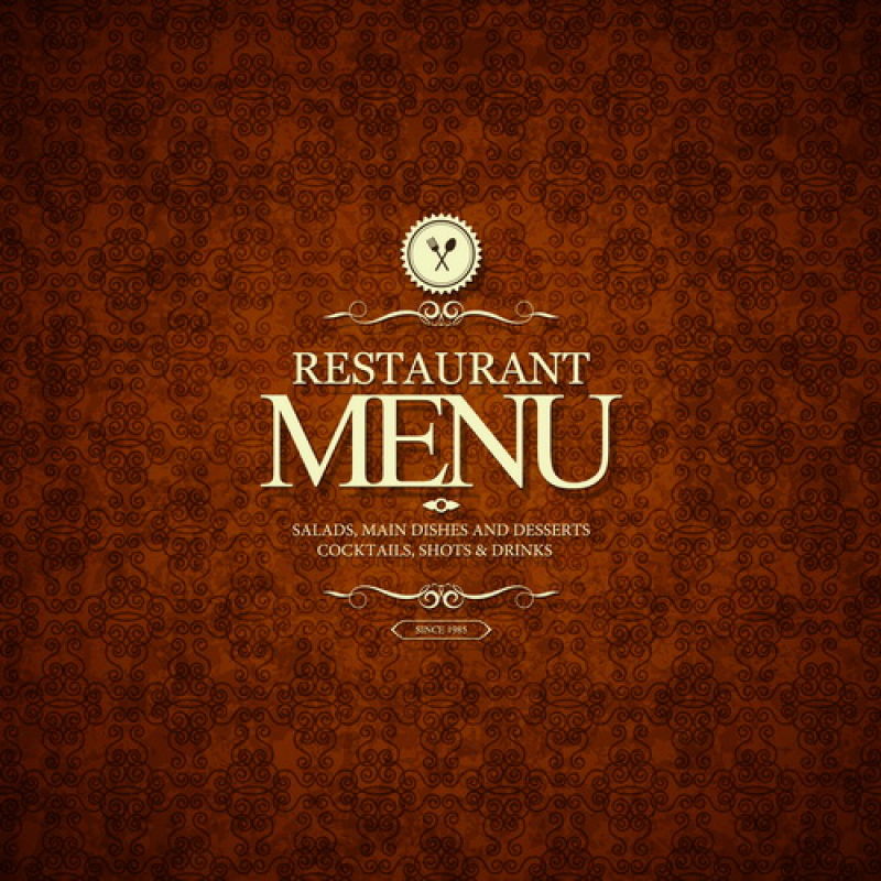 复古风格的餐厅菜单平面设计矢量