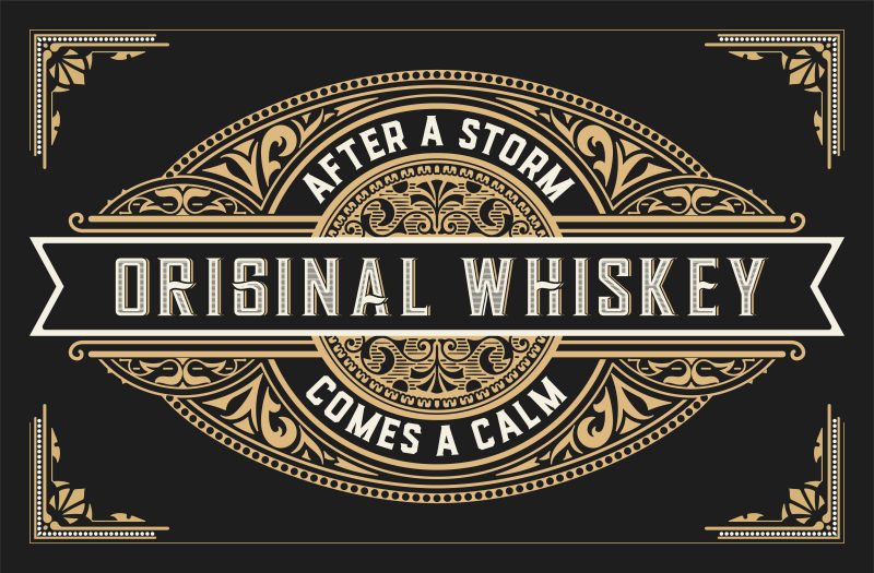 矢量创意复古威士忌标签平面设计