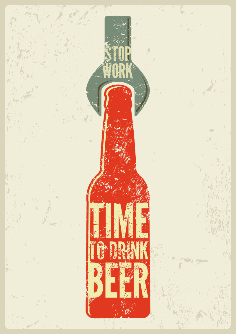 创意矢量啤酒元素的复古海报平面设计