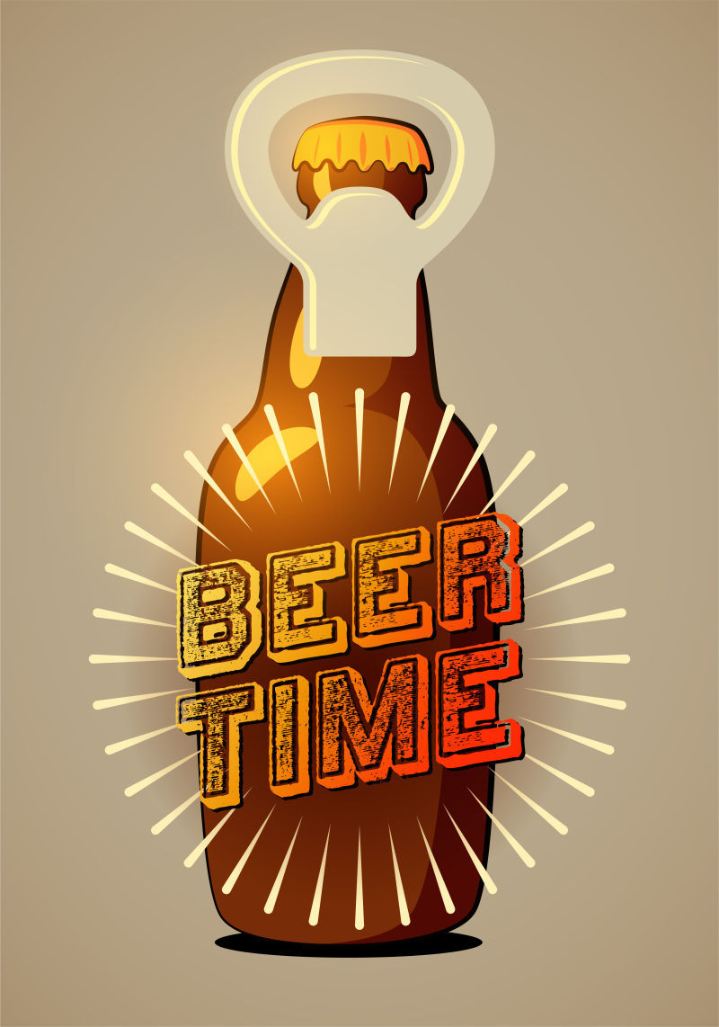创意矢量啤酒元素的复古海报设计