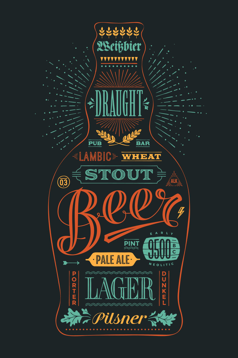 矢量卡通复古啤酒元素的设计插图