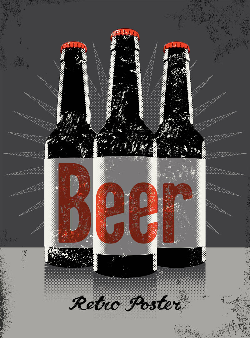 抽象矢量现代啤酒元素的平面海报设计