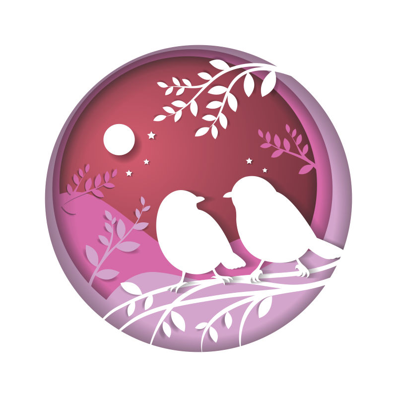 创意矢量情人节主题的可爱小鸟插图设计