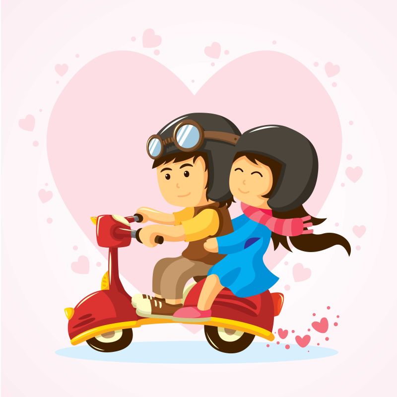 创意矢量卡通情人节主题的浪漫情侣插图