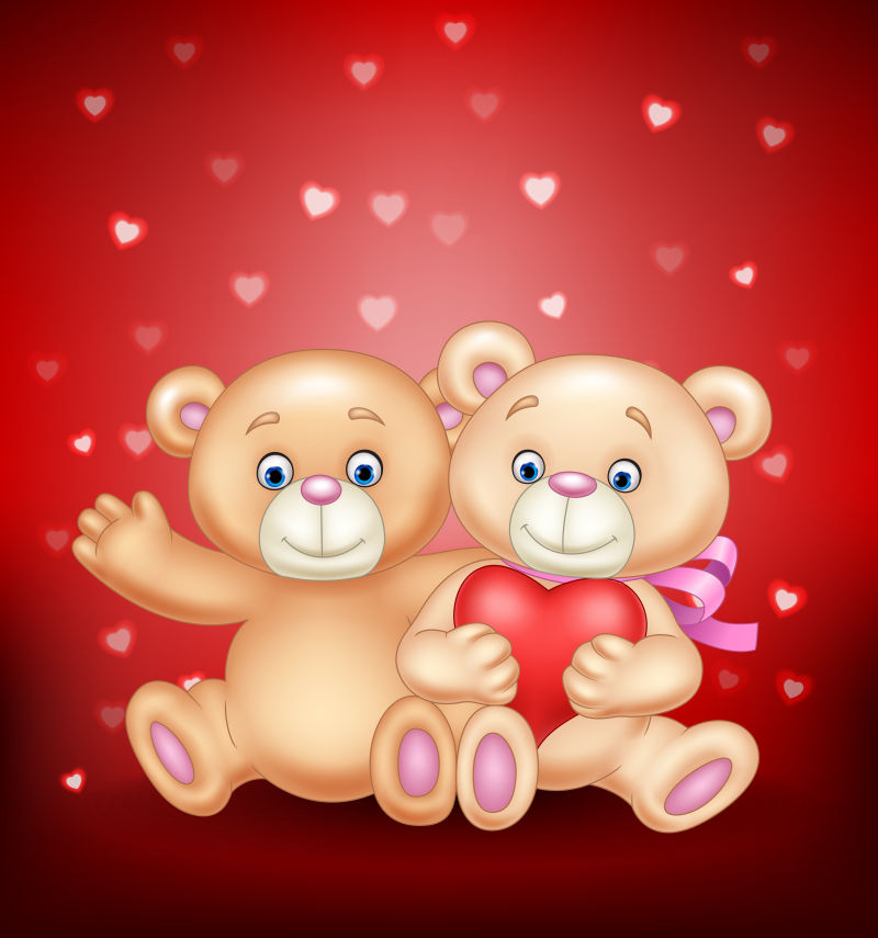 创意矢量可爱的情侣小熊插图