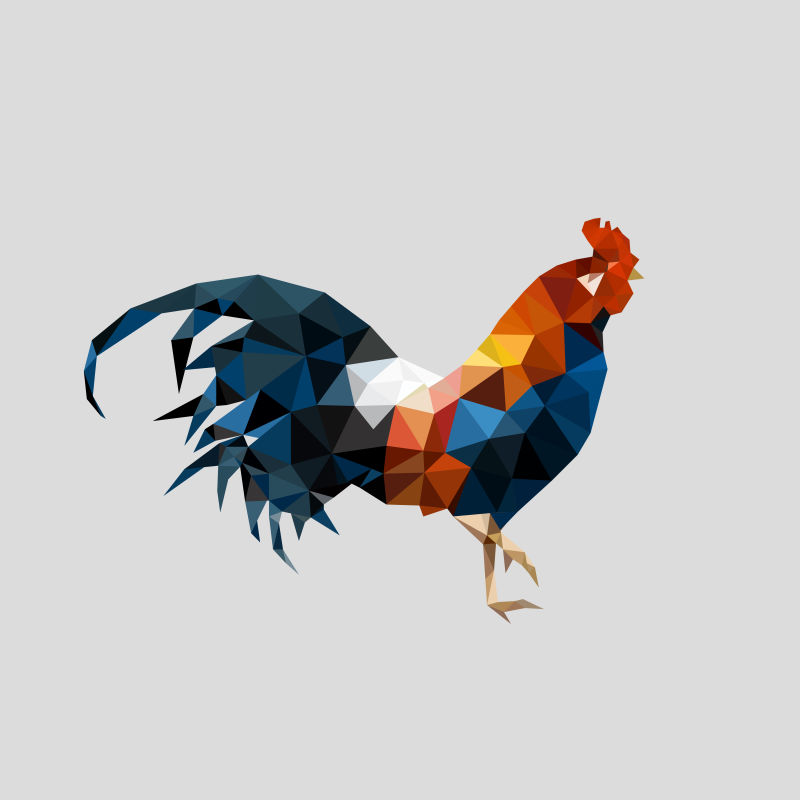 创意矢量现代几何公鸡的新年设计元素