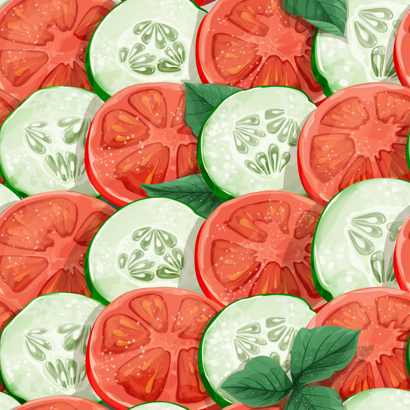 黄瓜和西红柿背景矢量设计