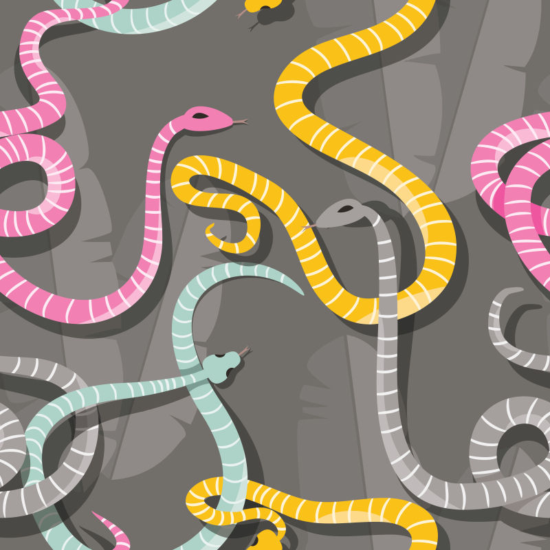矢量不同颜色的条纹蛇背景