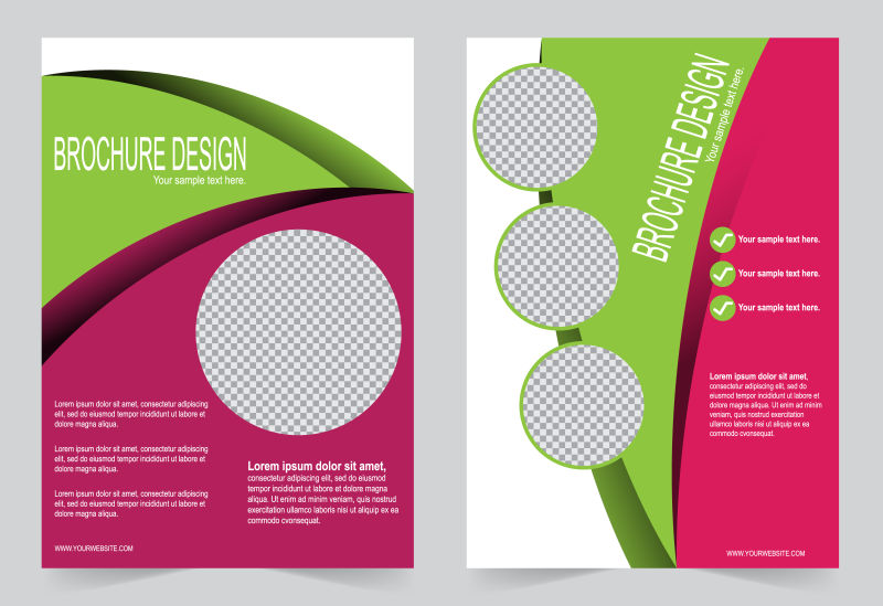 创意矢量现代商业粉色绿色宣传册设计