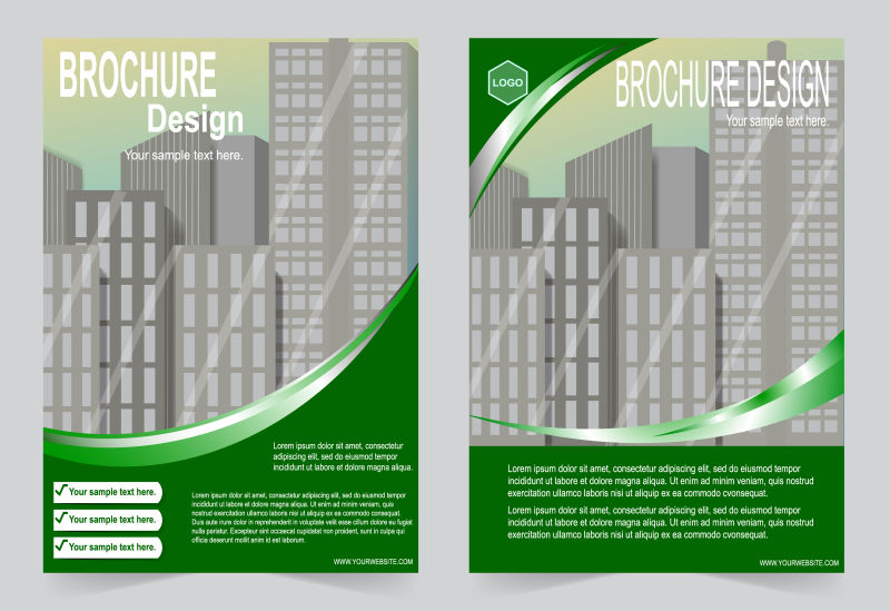 矢量绿色商业平面宣传册设计
