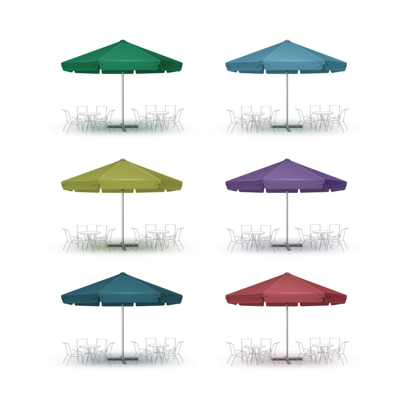 矢量不同颜色的遮阳伞设计
